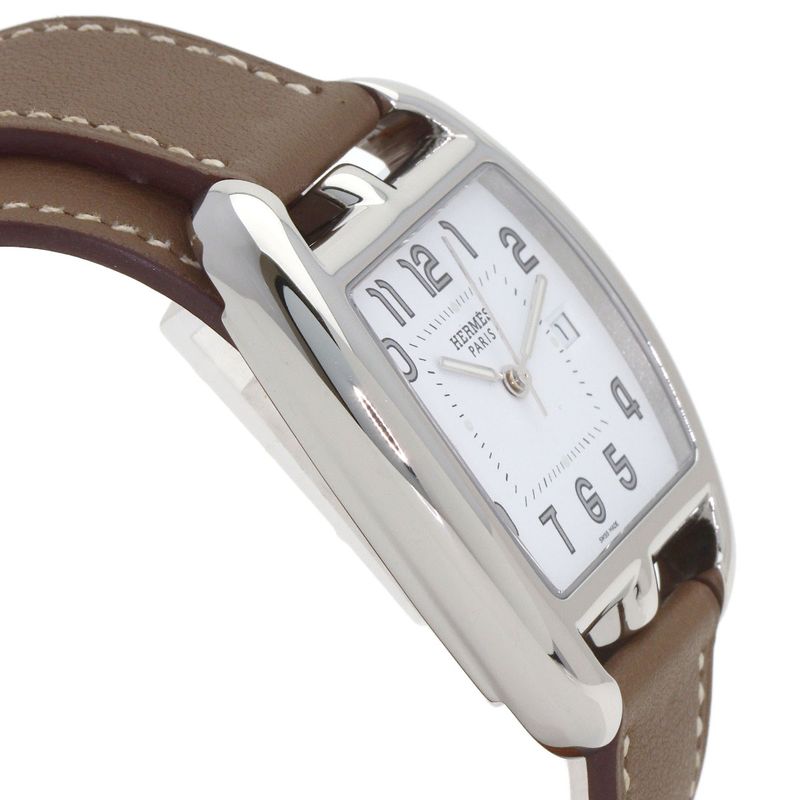 Hermes Cape Cod Double Tour Etoupe Watch SS Leather
