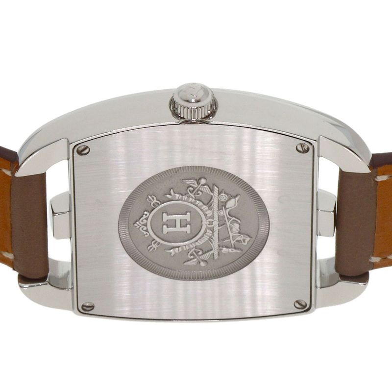 Hermes Cape Cod Double Tour Etoupe Watch SS Leather