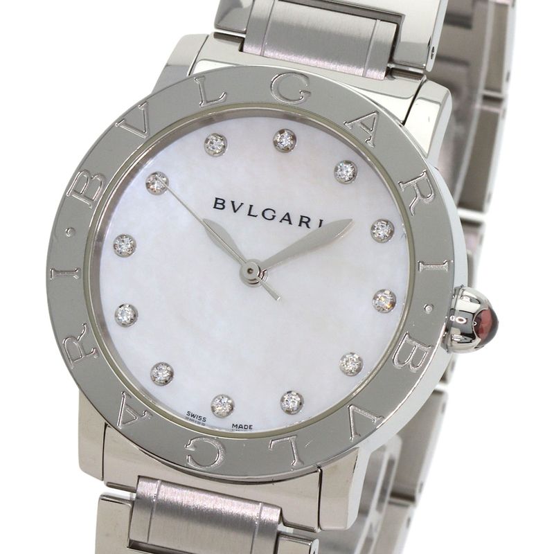 Bvlgari 12 Diamond Watch SS White Shell