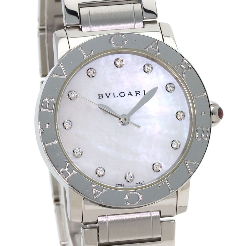 Bvlgari 12 Diamond Watch SS White Shell