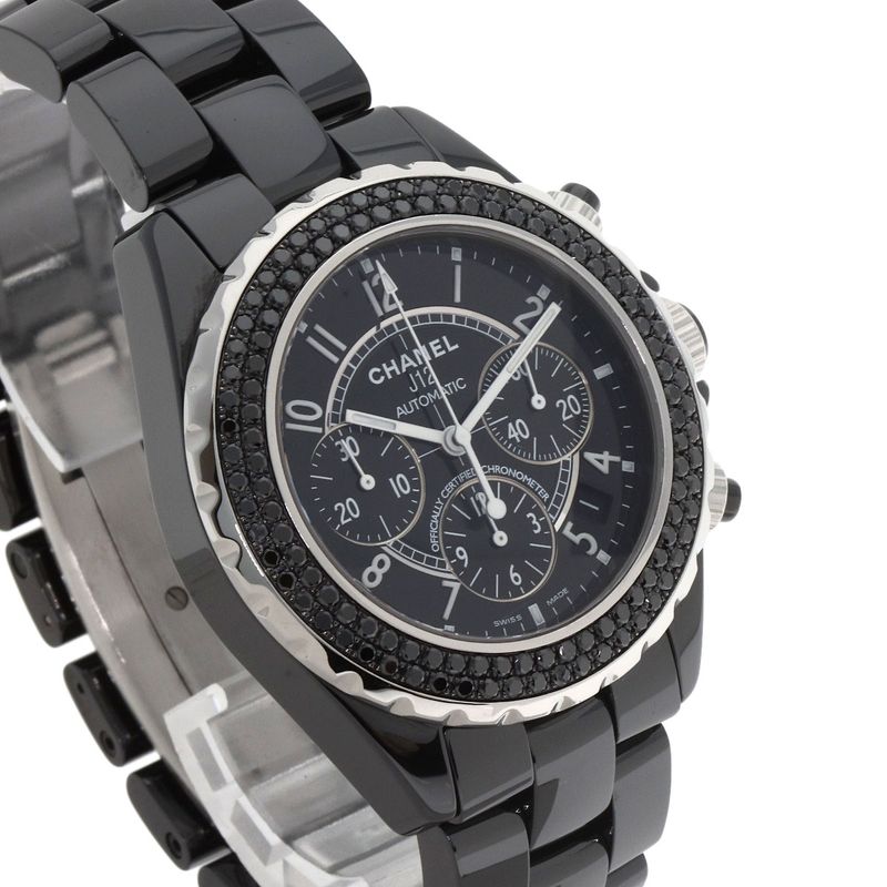 Chanel Bezel Black Diamond Watch Ceramic
