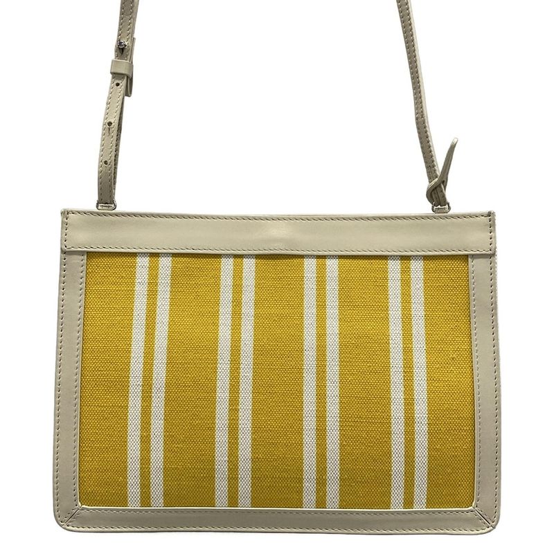 Balenciaga Shoulder Bag Navy Pochette Yellow Ivory Striped Leather X