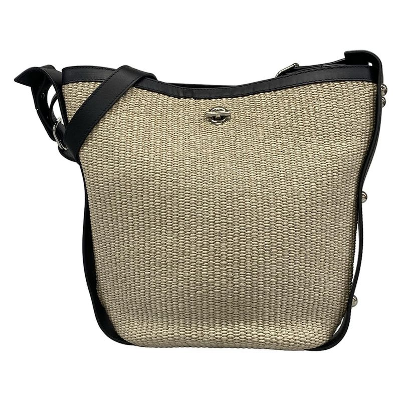 Balenciaga Shoulder Bag Ivory Black Basket Leather X