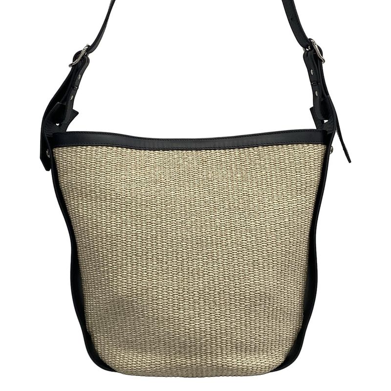 Balenciaga Shoulder Bag Ivory Black Basket Leather X