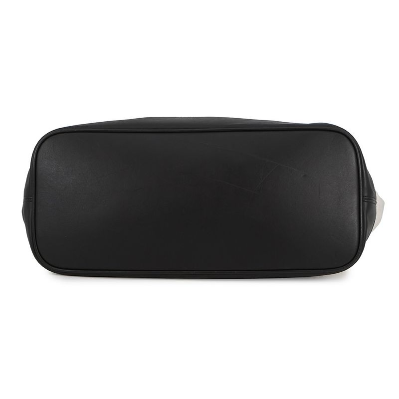 Balenciaga Tote Navy Leather Canvas Black White