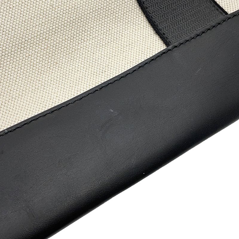 Balenciaga Tote Navy Leather Canvas Black White