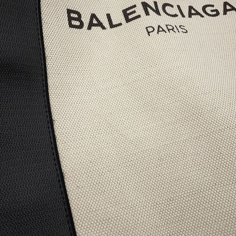Balenciaga Tote Navy Leather Canvas Black White