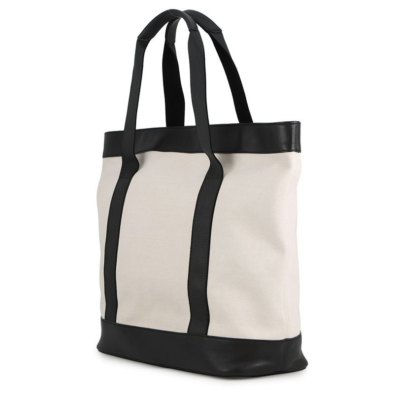 Balenciaga Tote Navy Leather Canvas Black White