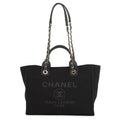Chanel Tote Deauville CC Logo Small Shopping Canvas