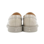 Chanel Loafers CC Logo Chain Patent Leather 37 Light Gray