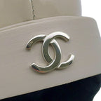 Chanel Loafers CC Logo Chain Patent Leather 37 Light Gray