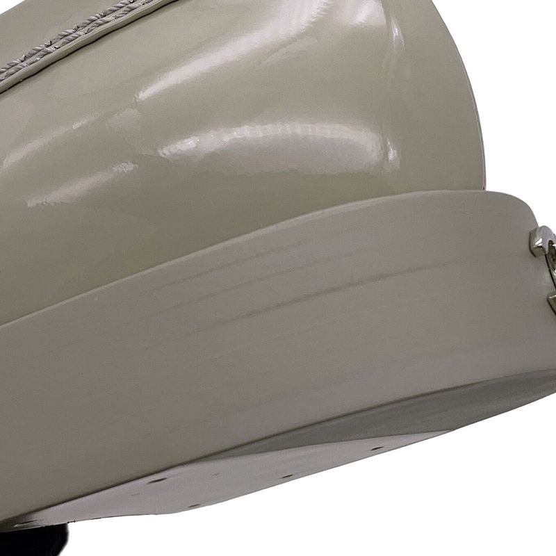 Chanel Loafers CC Logo Chain Patent Leather 37 Light Gray