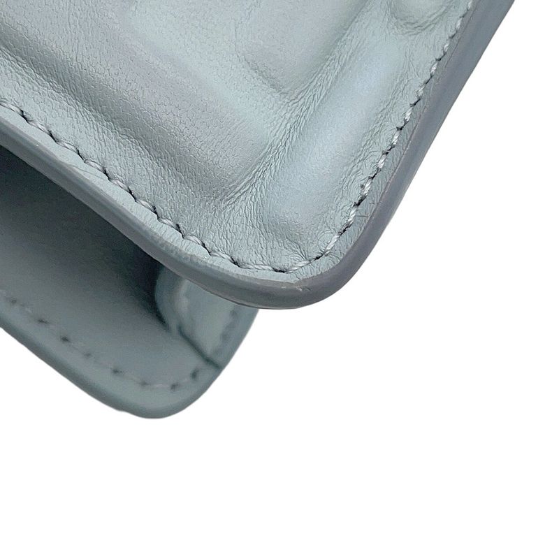 Fendi Chain Shoulder Bag Baguette Zucca Pattern Leather Light Blue