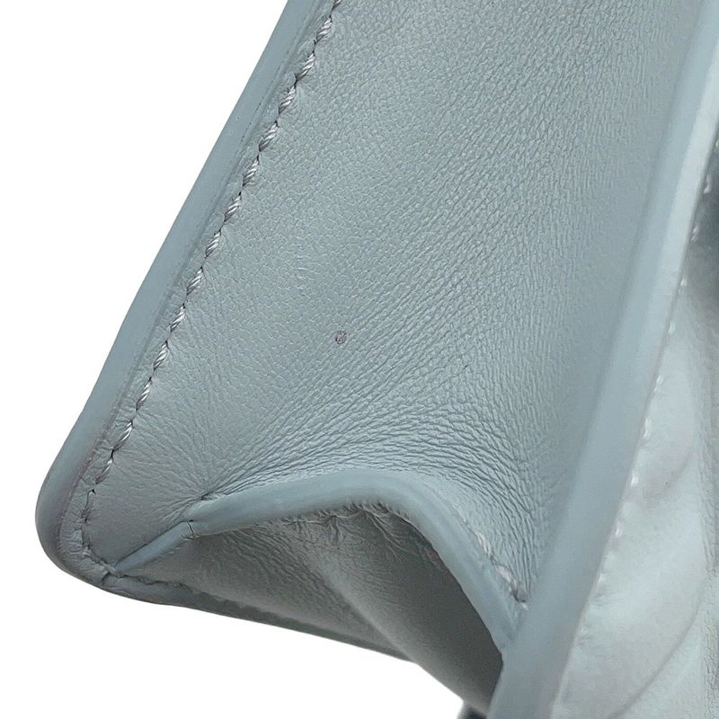 Fendi Chain Shoulder Bag Baguette Zucca Pattern Leather Light Blue