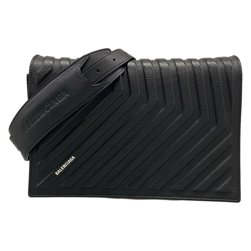 Balenciaga Shoulder Bag Car Flap Black Leather