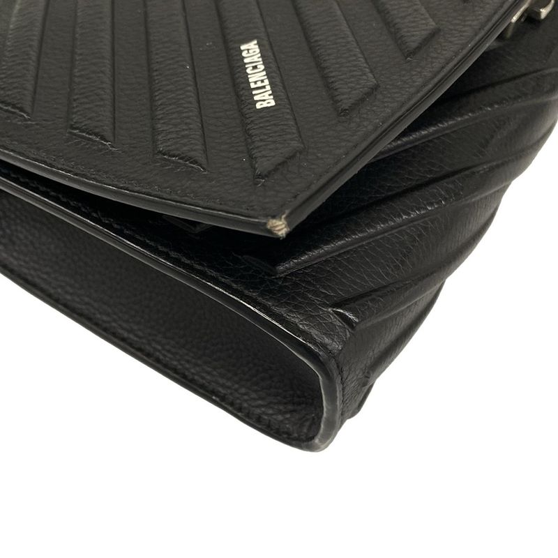 Balenciaga Shoulder Bag Car Flap Black Leather