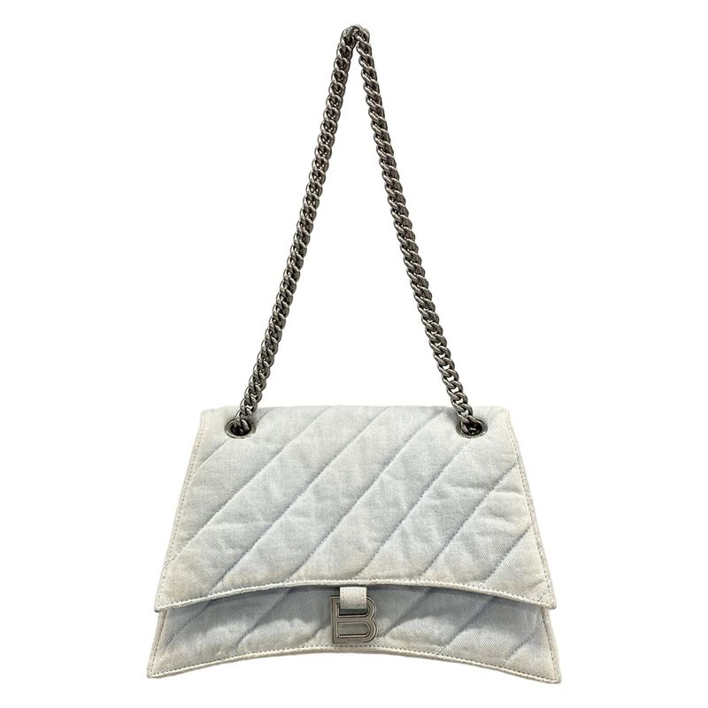 Balenciaga Shoulder Bag Crush Light Blue Chain