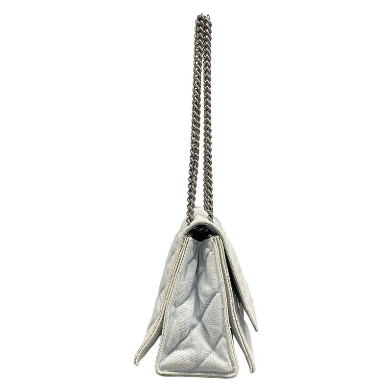 Balenciaga Shoulder Bag Crush Light Blue Chain