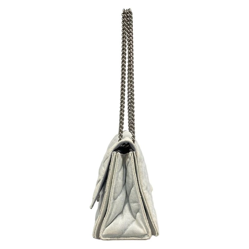 Balenciaga Shoulder Bag Crush Light Blue Chain