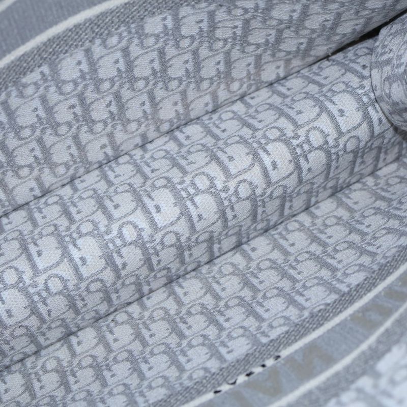 Dior Book Tradition Oblique Gray Canvas Handbag