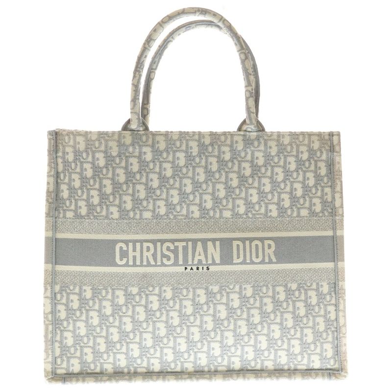 Dior Book Tradition Oblique Gray Canvas Handbag