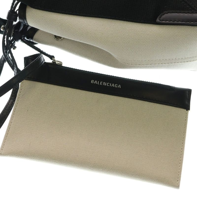 Balenciaga Navy Cabas XS Tote Black White Canvas Leather