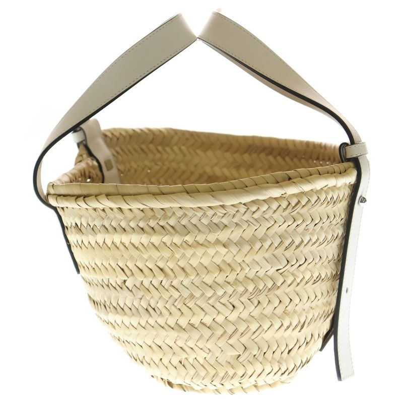 Loewe Basket Bag Beige White Raffia Leather Anagram