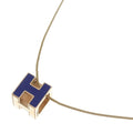 Hermes Cage Ash Logo Necklace Navy Navygold