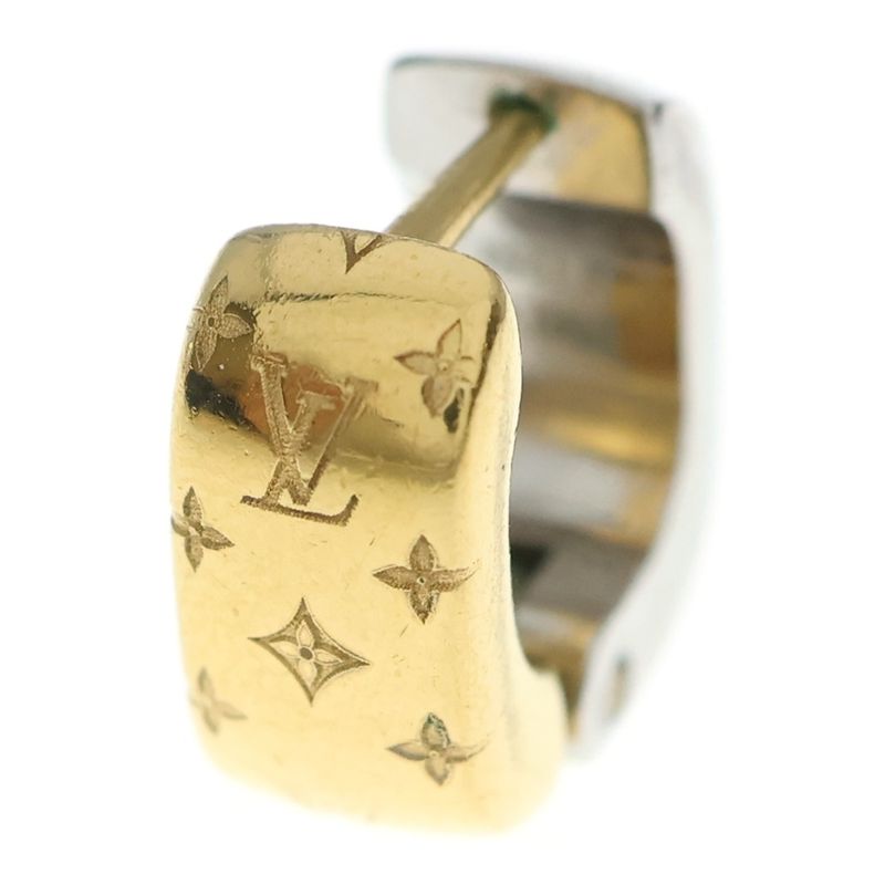 Louis Vuitton Cles Doreil Nanogram Earrings Gold Silver Single Ear