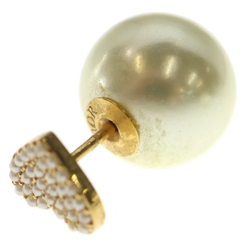 Dior Tribal Pearl Earrings Rhinestone Gold