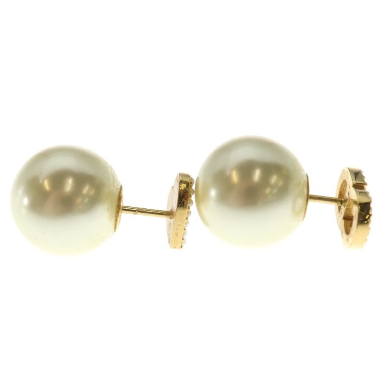 Dior Tribal Pearl Earrings Rhinestone Gold