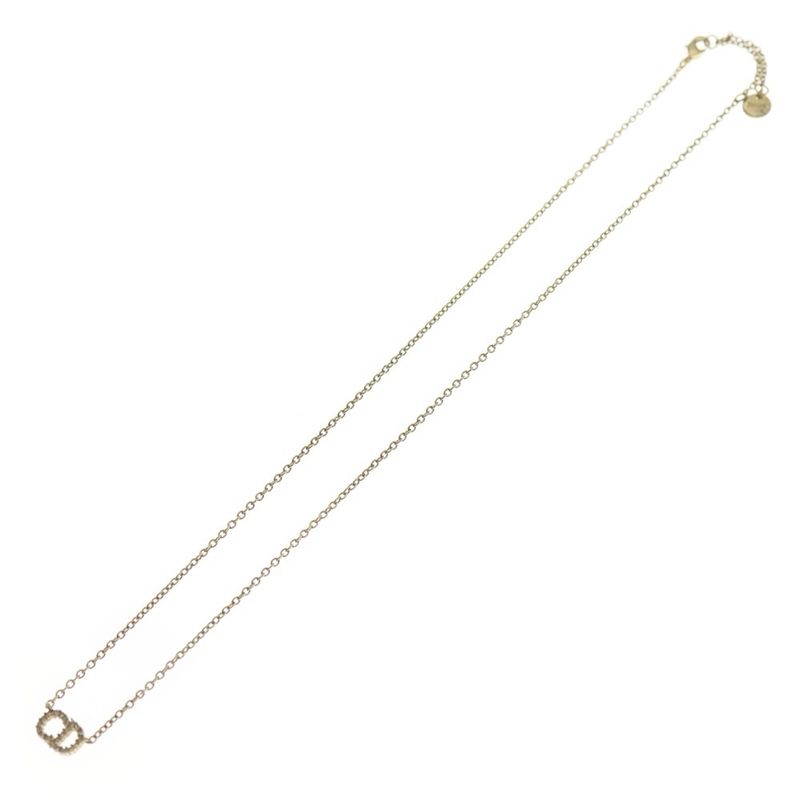 Dior CD Logo Rhinestone Necklace Gold