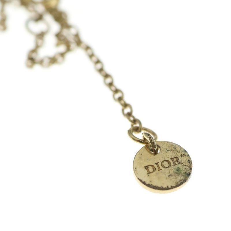 Dior CD Logo Rhinestone Necklace Gold