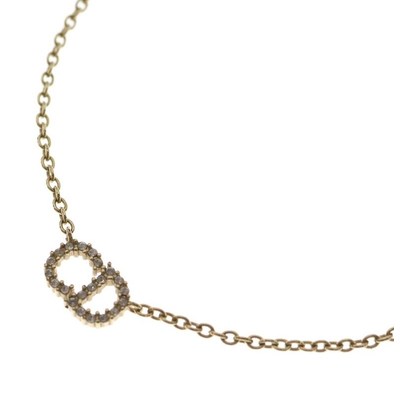 Dior CD Logo Rhinestone Necklace Gold
