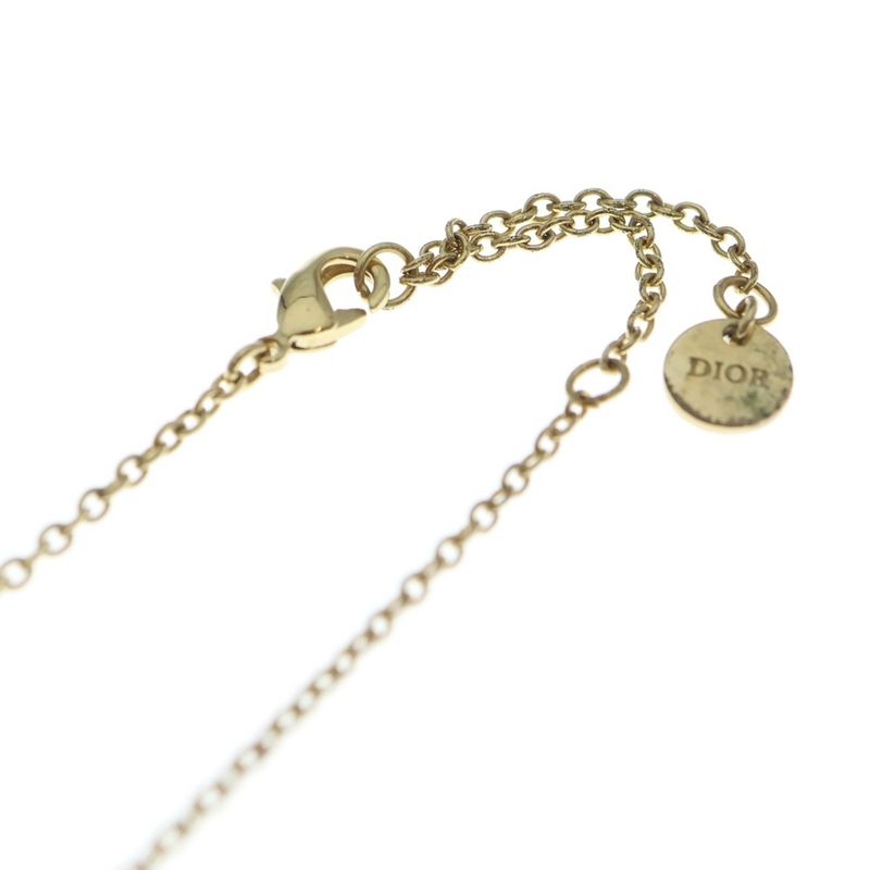 Dior CD Logo Rhinestone Necklace Gold