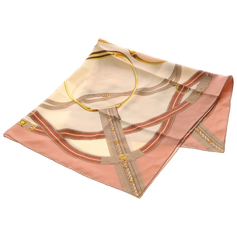 Gucci Jacquard Print Silk Scarf Pink Beige