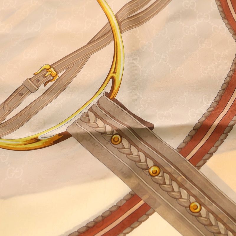 Gucci Jacquard Print Silk Scarf Pink Beige