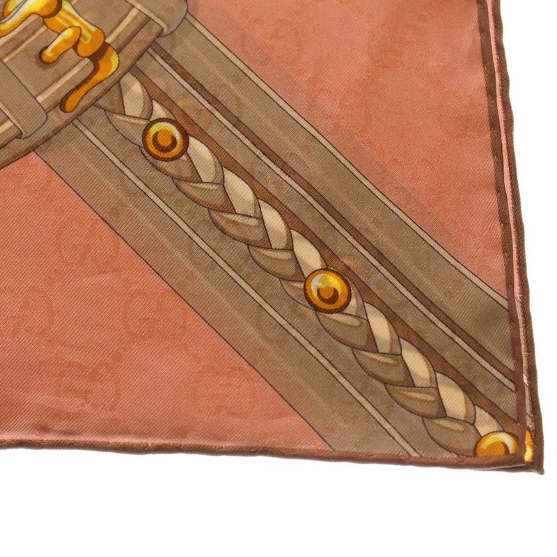 Gucci Jacquard Print Silk Scarf Pink Beige