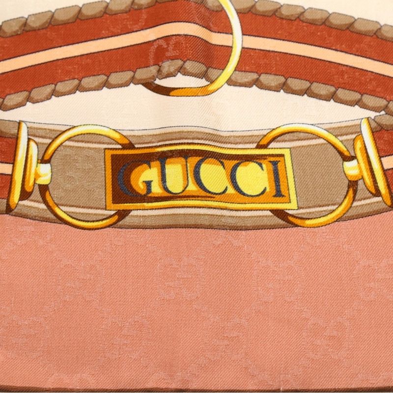Gucci Jacquard Print Silk Scarf Pink Beige