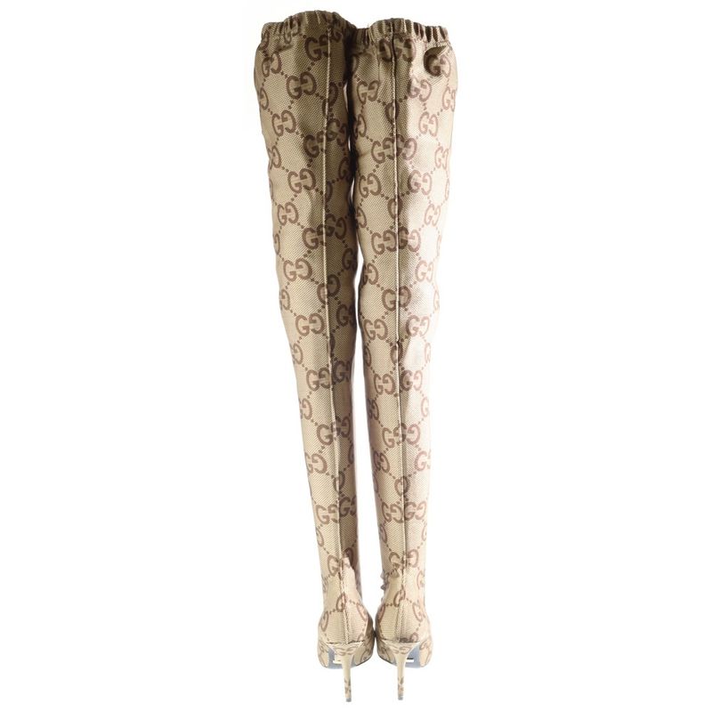 Balenciaga Over Knee High Boots Hives All Pattern Brown