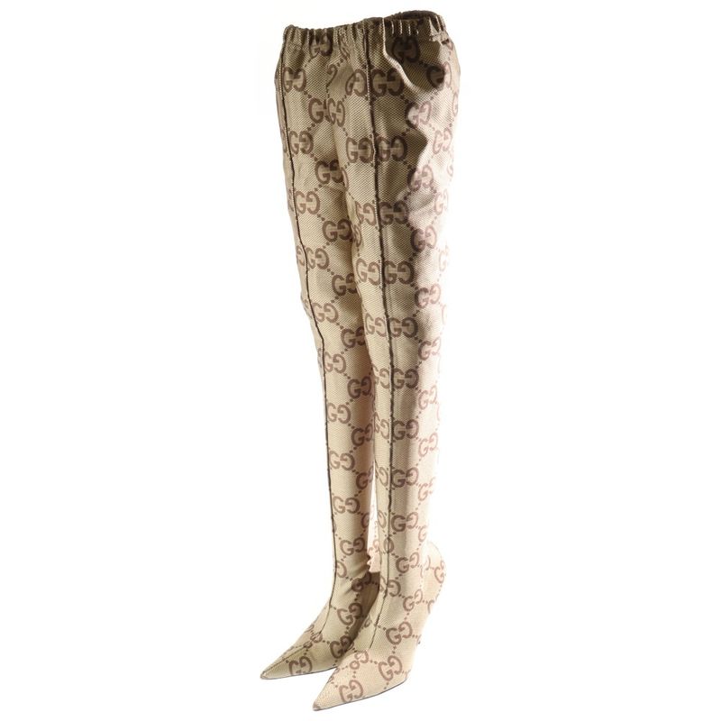 Balenciaga Over Knee High Boots Hives All Pattern Brown