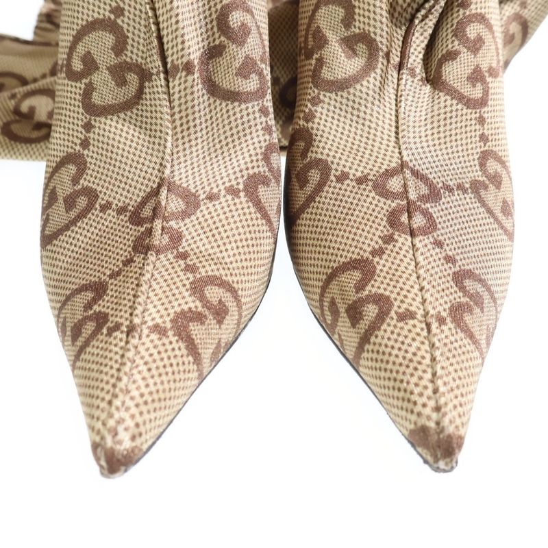 Balenciaga Over Knee High Boots Hives All Pattern Brown