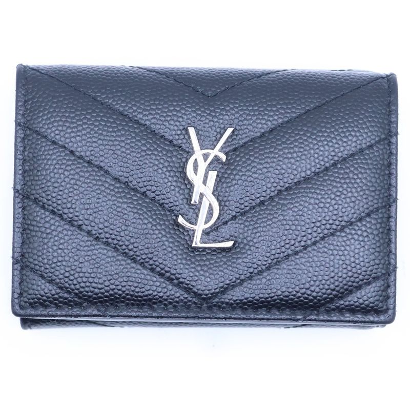 Saint Laurent Paris Origami Tiny Wallet Black Leather