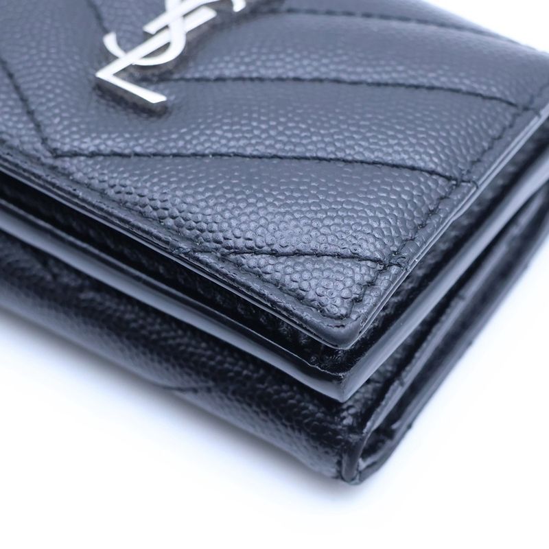 Saint Laurent Paris Origami Tiny Wallet Black Leather