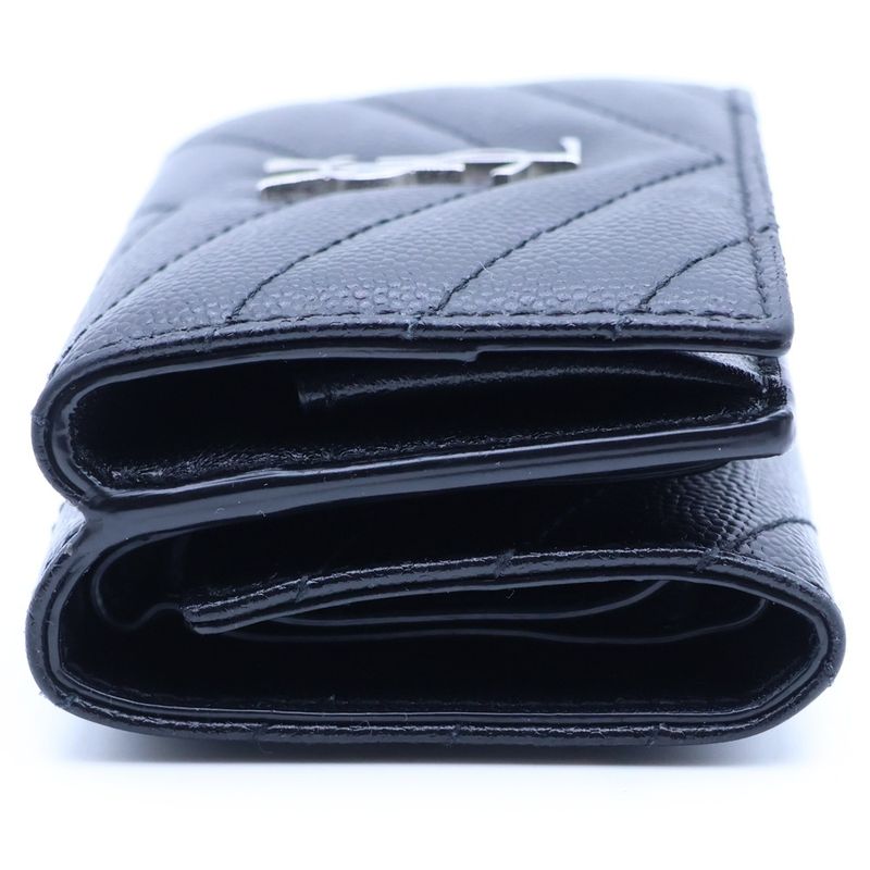 Saint Laurent Paris Origami Tiny Wallet Black Leather