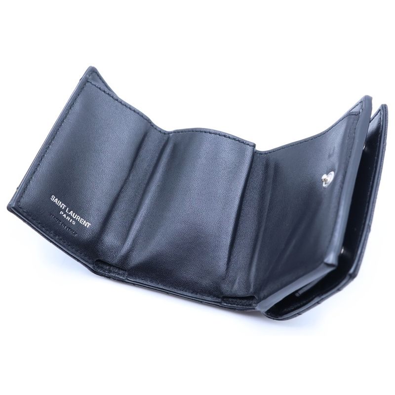 Saint Laurent Paris Origami Tiny Wallet Black Leather