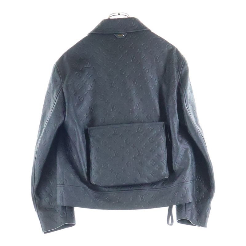 Louis Vuitton Monogram Embossed Utility Leather Jacket Black