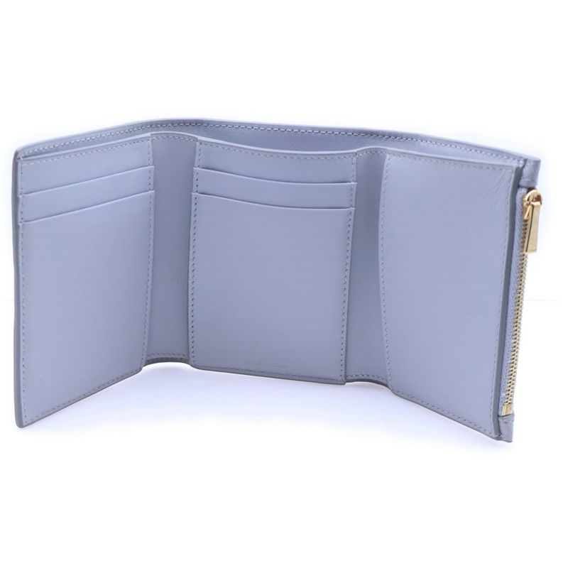 Celine Small Strap Wallet Trifold Coin Case Red Gray Leather Gold Grayred