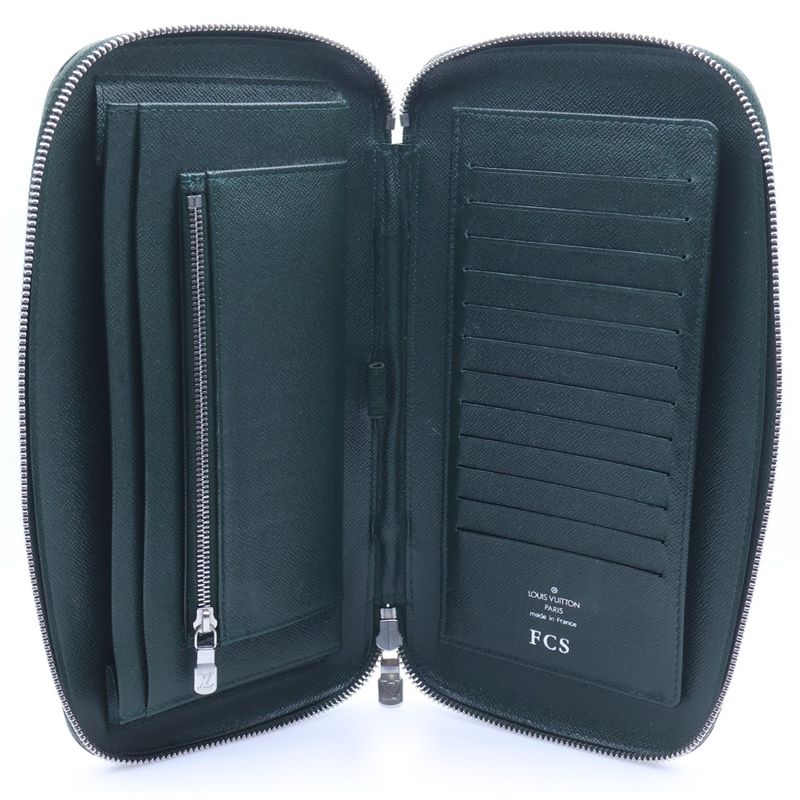 Louis Vuitton Taiga Organizer Atoll Epi Leather Wallet Pouch Green