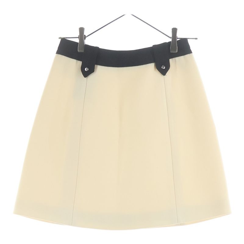 Prada Bicolor Wool Mini Skirt Ivory